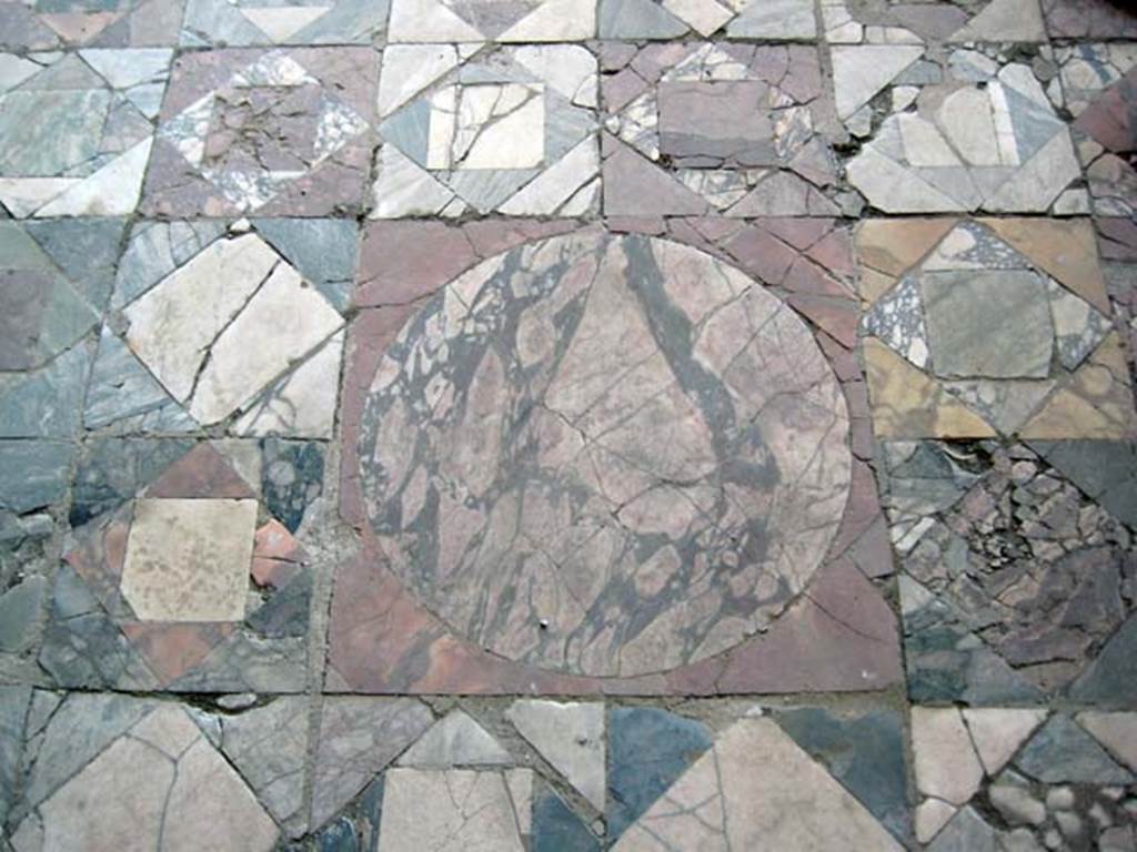 Ins. Or. 1. 2, Herculaneum. July 2009. Detail of opus sectile flooring in Marble Salon.
Photo courtesy of Sera Baker.